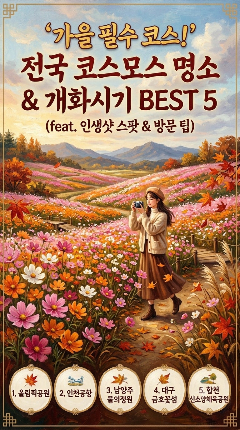 가을 국내 여행지 추천 전국 코스모스 명소 개화시기 총정리