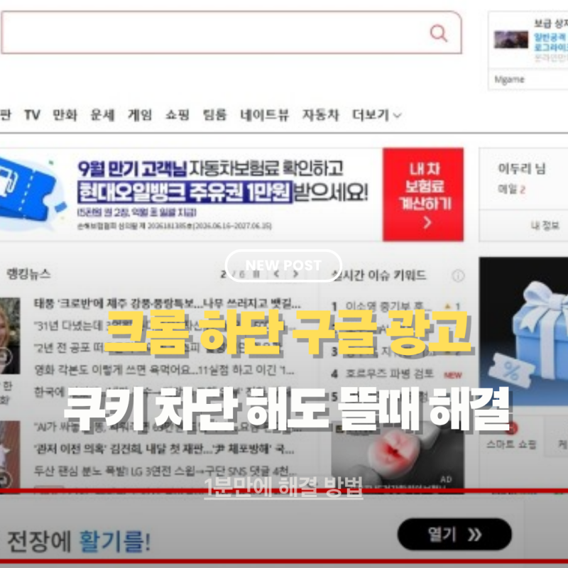 크롬 하단 구글 광고없애는 방법 팝업 및 리디렉션, 쿠키차단해도 안될 때 해결 방법