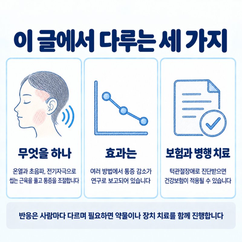 턱관절 물리치료, 무엇을 하고 몇 번 받나요? 종류·효과·기간 정리
