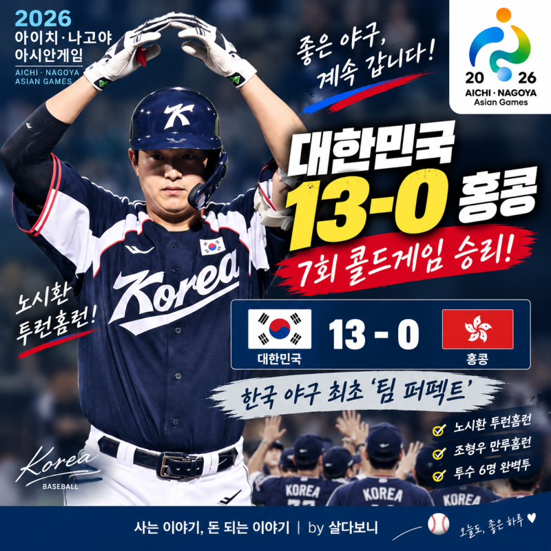 아시안게임 야구 대한민국 홍콩전