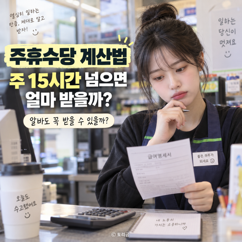 주휴수당 계산법, 주 15시간 넘으면 얼마 받을까? 알바도 꼭 받을 수 있을까?