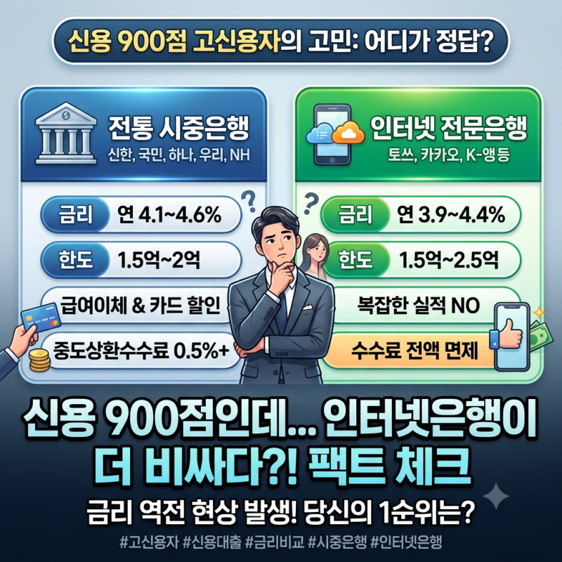 고신용자 신용대출 금리 비교 "시중은행과 인터넷은행 중 어디가 더 쌀까?" 1금융권 순위 팁