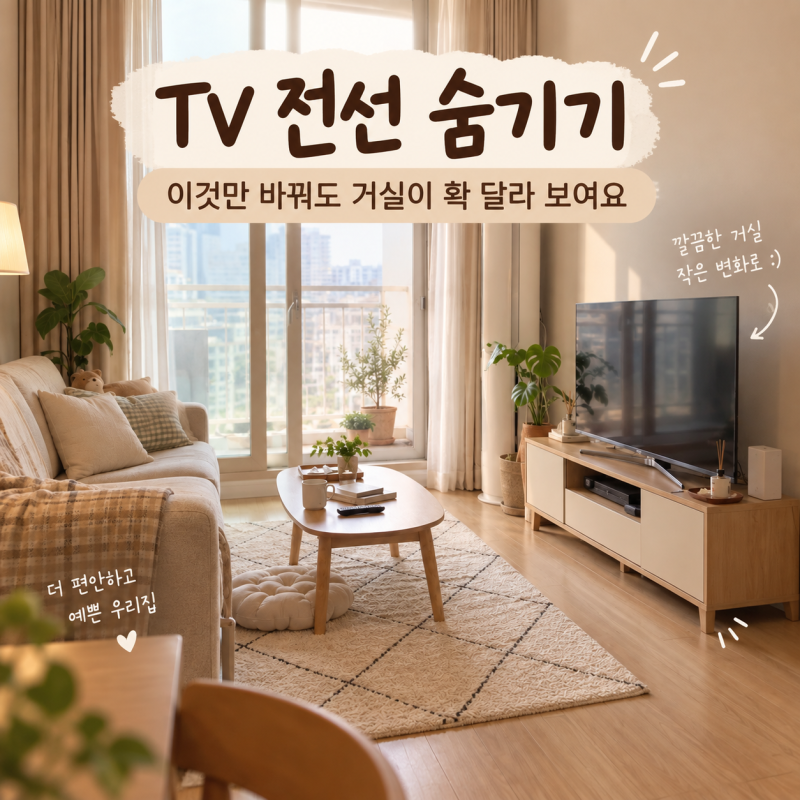 TV 전선 가리기, 이것만 바꿔도 거실이 확 달라 보여요