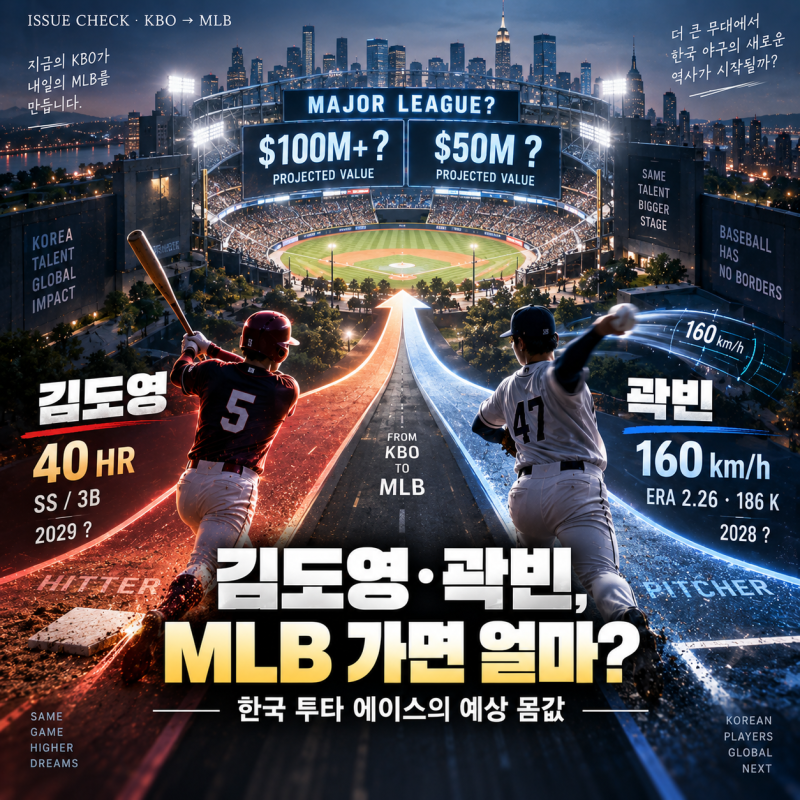 김도영·곽빈 MLB 가면 얼마 받을까?｜한국 투타 에이스 메이저리그 진출 시기·예상 몸값 분....