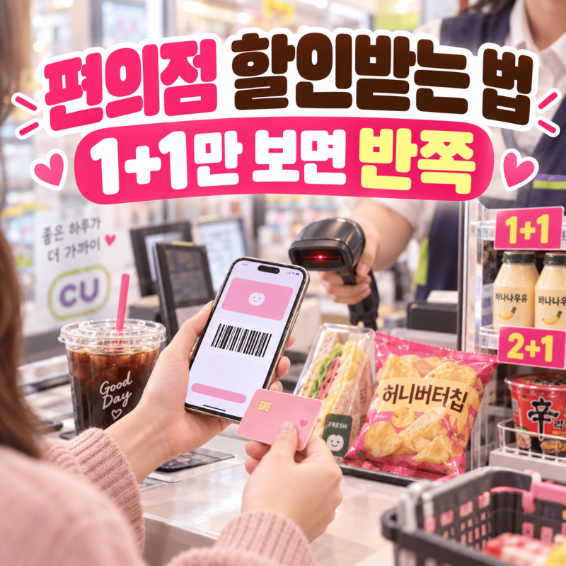 편의점 할인받는 법 5가지, 1+1부터 카드·앱까지 총정리 (CU·GS25·세븐·이마트24)