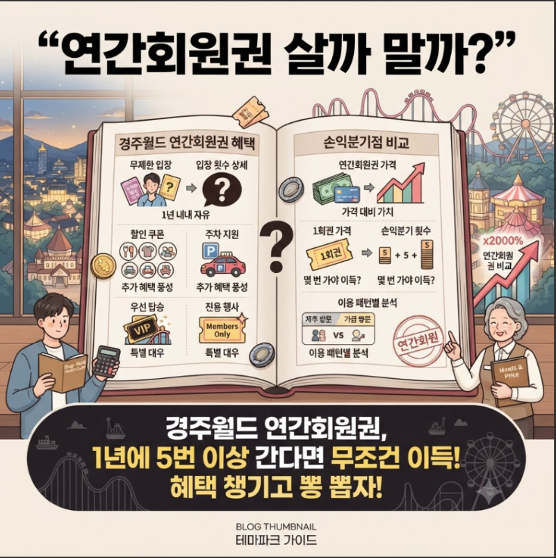 “연간회원권 살까 말까?” 경주월드 몇 번 가야 이득인지 비교