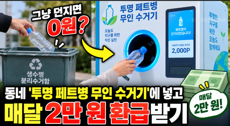 생수병 분리수거함에 그냥 던지면 0원? 동네 '투명 페트병 무인 수거기'에 넣고 매달 2만 원 ....