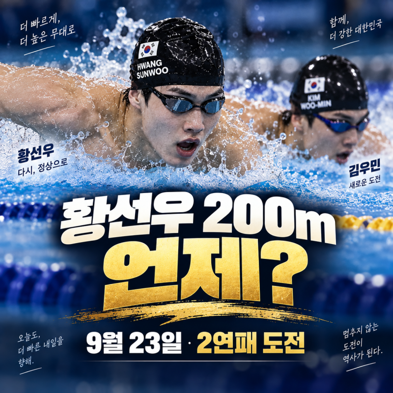 황선우 자유형 200m 언제?｜김우민과 동반 출전·결승 시간·2연패 도전