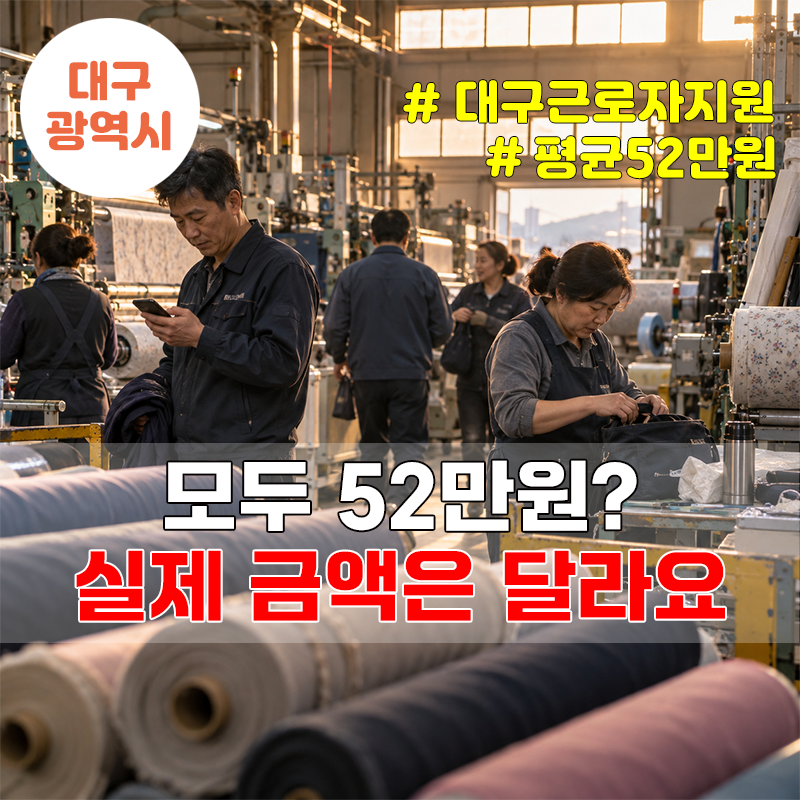 대구 버팀이음 지원금 평균 52만원, 섬유·염색 근로자 지급