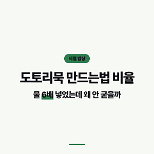도토리묵 만드는법 비율, 물 6배 넣었는데 왜 안 굳을까