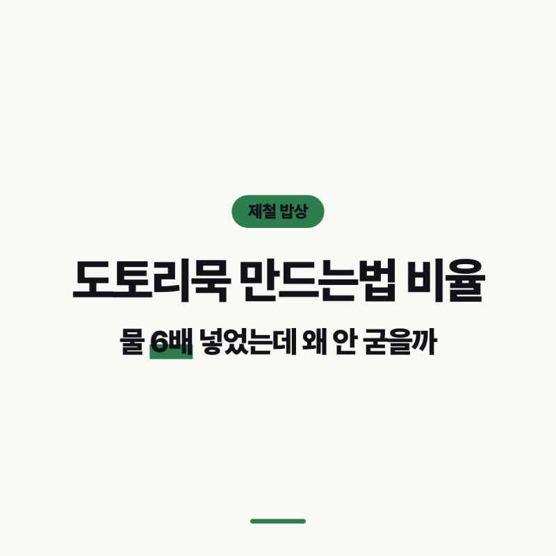 도토리묵 만드는법 비율, 물 6배 넣었는데 왜 안 굳을까