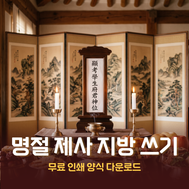 명절 제사 지방 쓰기 방법, 인쇄 양식 다운로드 및 본관 한자 장성법