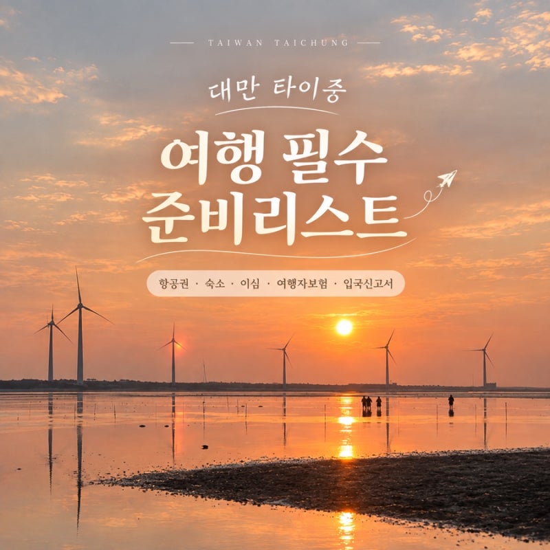 대만 타이중 여행 필수 준비리스트ㅣ항공권 숙소 이심 여행자보험 입국신고서