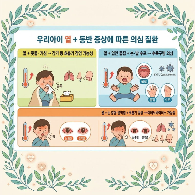 아기 열감기 수족구 아데노바이러스 증상 비교