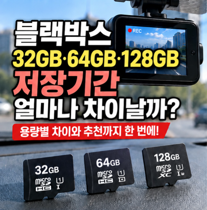 블랙박스 SD카드 32GB·64GB·128GB 저장기간 차이, 어떤 용량이 좋을까?