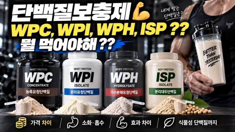 단백질보충제 WPC, WPI, WPH, ISP ?? 뭘 먹어야해 ??