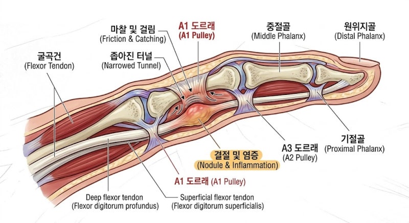 손가락을 굽힐 때 딸깍, 걸려서 안 펴지는 '방아쇠수지'의 원인과 한의학적 치료법[언양 한의....