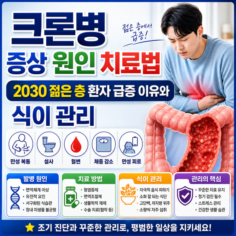 크론병 증상 원인 치료법 : 2030 젊은 층 환자 급증 이유와 식이 관리