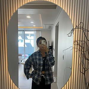 체크 남방 셔츠 하리엘 여성용 오버핏  데일리 체크 남방 셔츠
