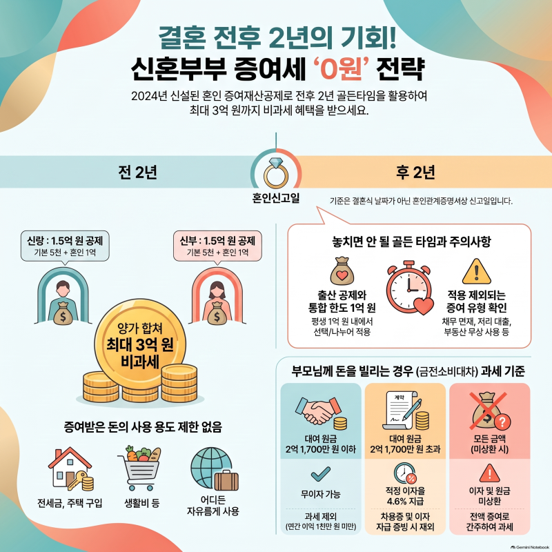 결혼 전후 2년 이내라면 증여세 0원? 신혼부부 증여세 절약법과 혼인 증여재산공제 활용 가이....