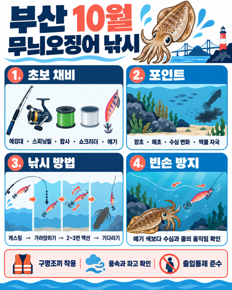 부산 무늬오징어 낚시, 에기만 던지면 잡힌다고?