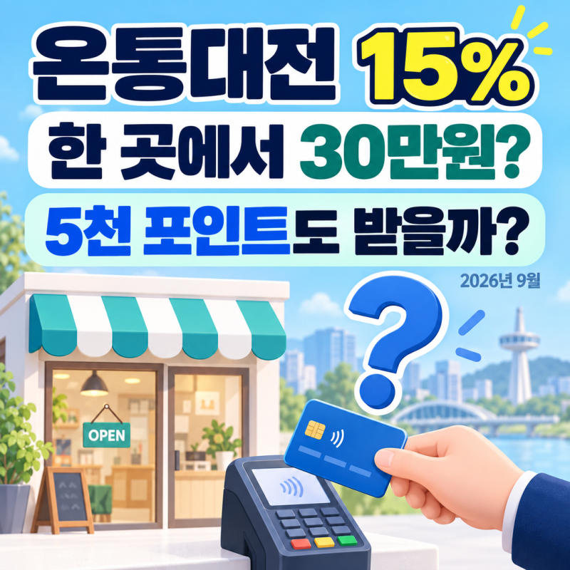 온통대전 15% 캐시백, 30만원 한 곳에서 써도 5천 포인트 받을까?