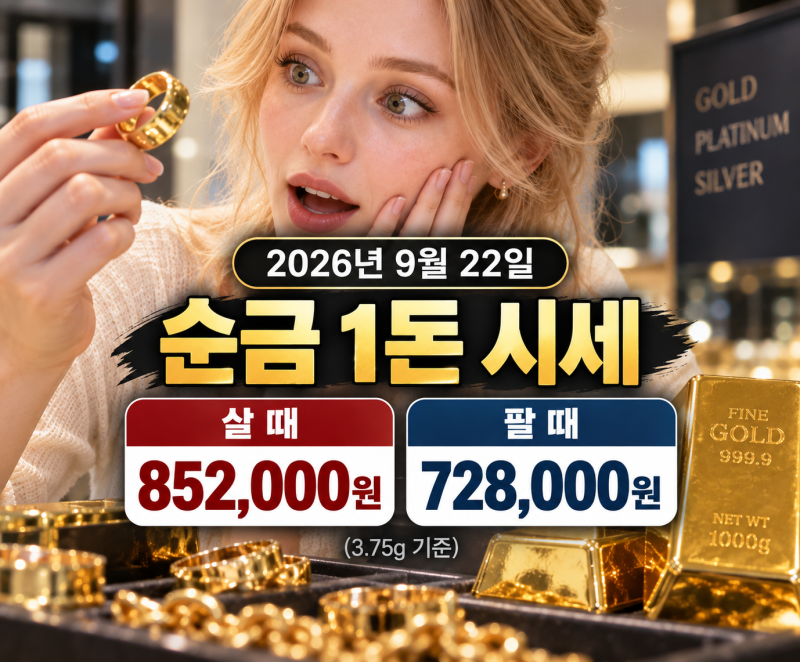 9월 22일 오늘 금시세 순금 1돈 24K 18K 14K 백금 은 가격 총정리