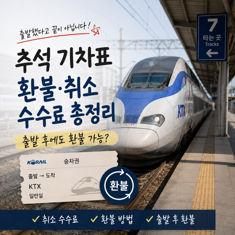 추석 기차표 환불·KTX 취소 수수료 총정리, 출발했다고 끝이 아닙니다.