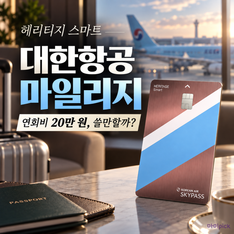 KB국민 헤리티지 스마트 대한항공 마일리지 카드 연회비 20만원, 적립·라운지 혜택