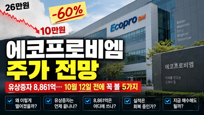 에코프로비엠 주가 전망｜26만원→10만원, 유상증자 8861억…10월 12일 전에 꼭 볼 5가지
