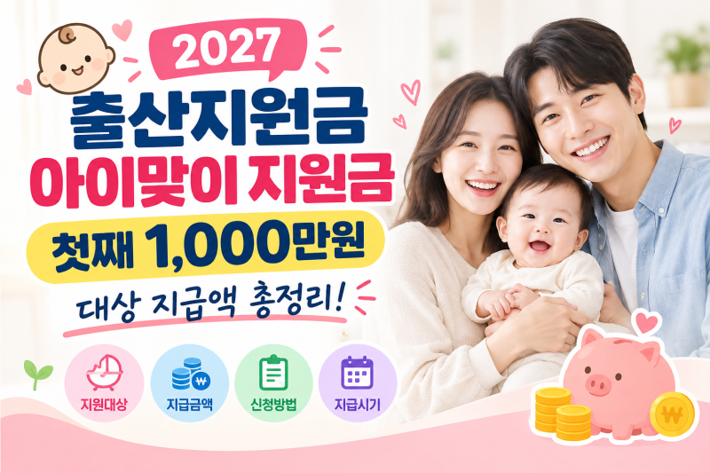 2027 출산지원금 아이맞이 지원금 첫째 1,000만원 대상 지급액 총정리!