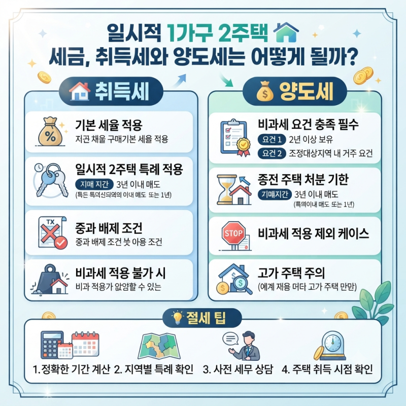 일시적 1가구 2주택 세금, 취득세와 양도세는 어떻게 될까?
