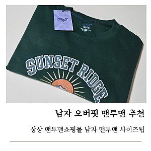맨투맨맛집 상상 맨투맨쇼핑몰, 남자 오버핏 맨투맨 그린색상 착용 후기