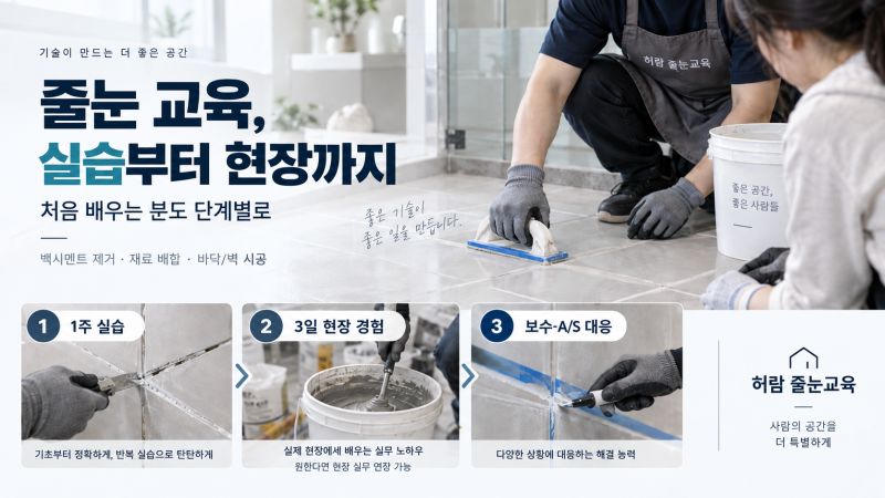 줄눈시공교육 재료 배합과 시공 순서 제대로 익히기