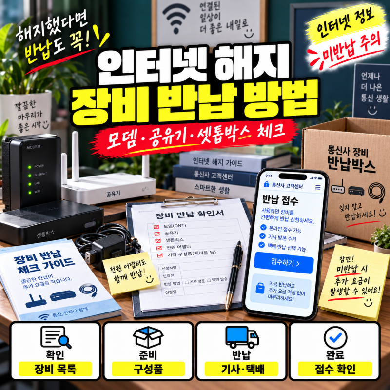 인터넷 해지 장비 반납 방법, 모뎀·공유기·셋톱박스 빠짐없이 정리