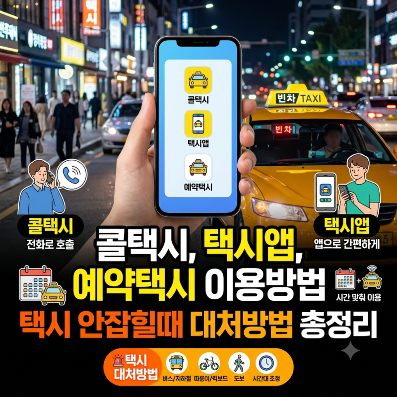 콜택시·택시앱·예약택시 이용방법 ｜택시 안 잡힐 때 대처방법 총정리
