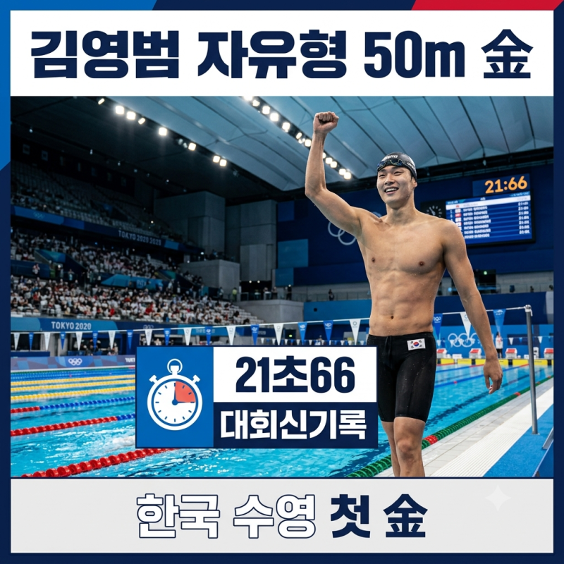 아시안게임 수영 김영범 금메달 자유형 50m 신기록 및 프로필 총정리