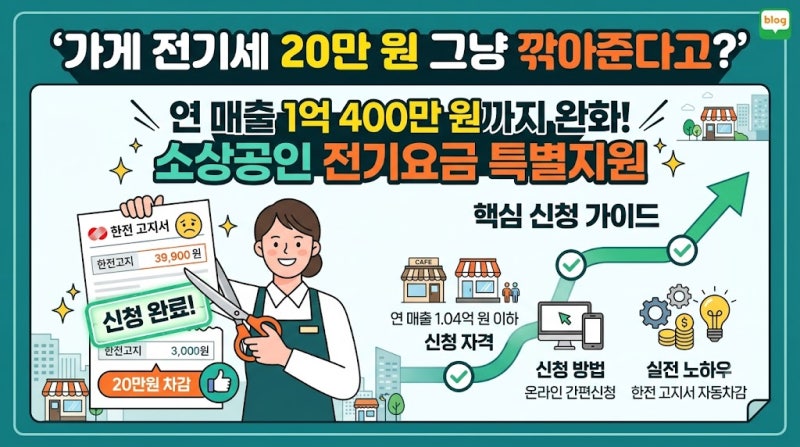 "가게 전기세 20만 원 그냥 깎아준다고?" 연 매출 1억 400만 원까지 완화된 소상공인 전기요금 ....
