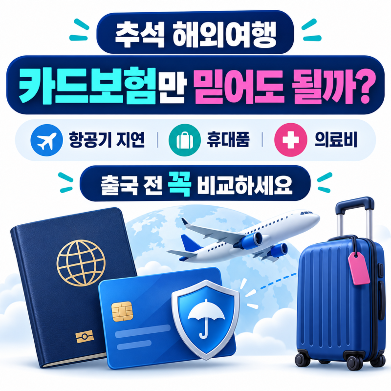 추석 해외여행 간다면 카드보험만 믿으면 될까? ★ 여행자보험 보장·항공기 지연·휴대품 비....
