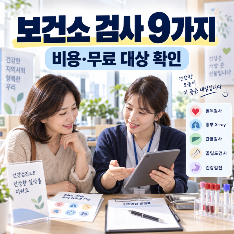 보건소에서 받을 수 있는 검사 9가지, 비용·무료 대상·금식까지 총정리