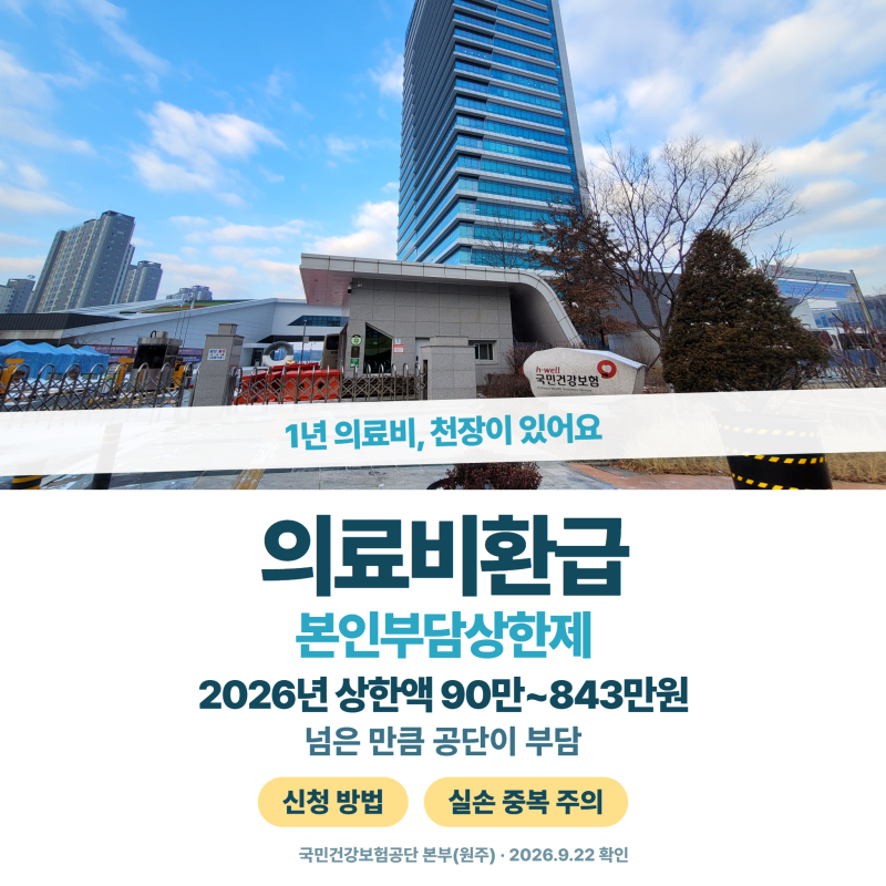 의료비환급 본인부담상한제 신청방법, 2026년 90만~843만원 넘으면 돌려받아요! 실손보험 중복....