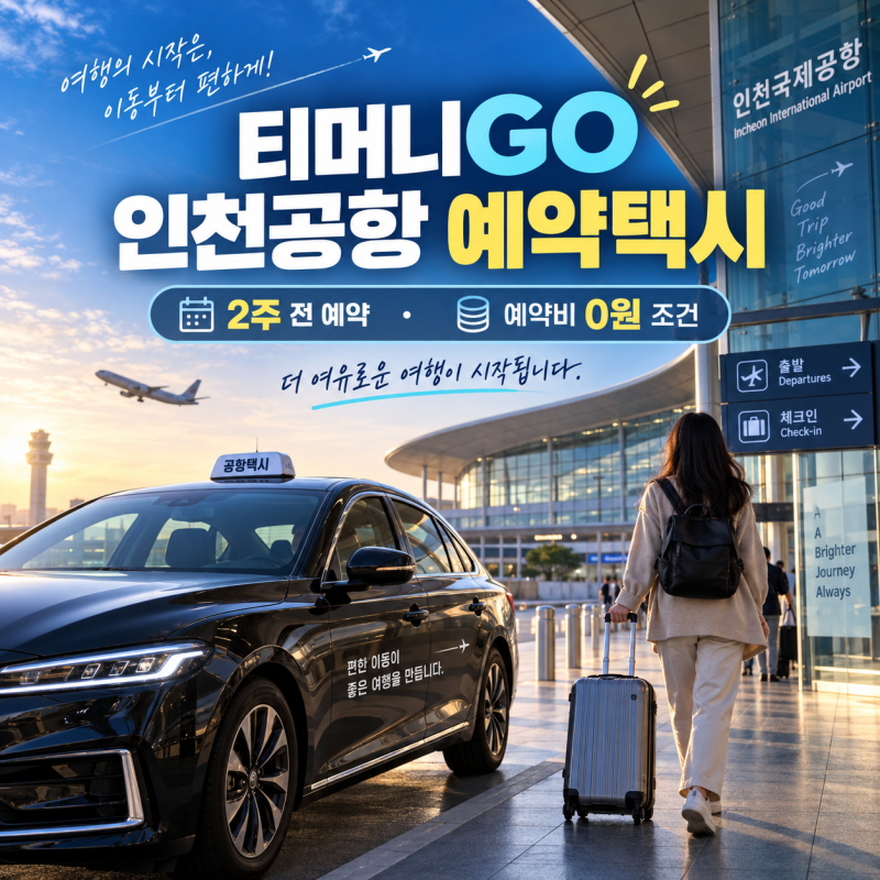 티머니GO 인천공항 예약택시 : 2주 전 예약·예약비 0원 조건