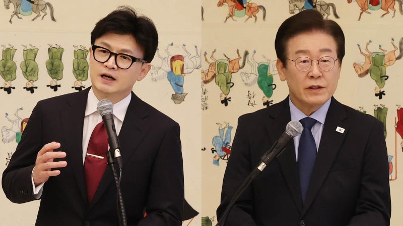 이재명 지지율 하락, 한동훈 급부상?