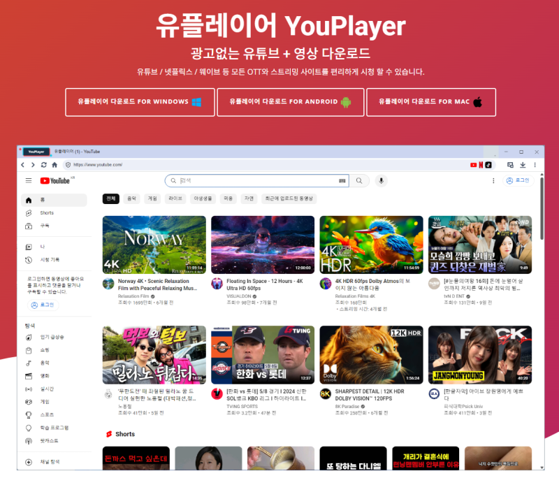 유튜브 음원추출 무료 프로그램, 유플레이어 클립다운 비교