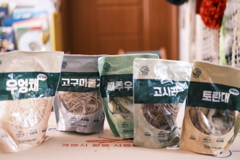 나물 간편 요리 레시피 토란대 볶음, 고구마줄기볶음 (도치아빠 국내산 나물 세트)