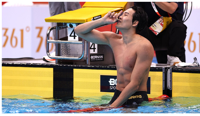 김영범, 남자 자유형 50ｍ 금메달…한국 수영 첫 金