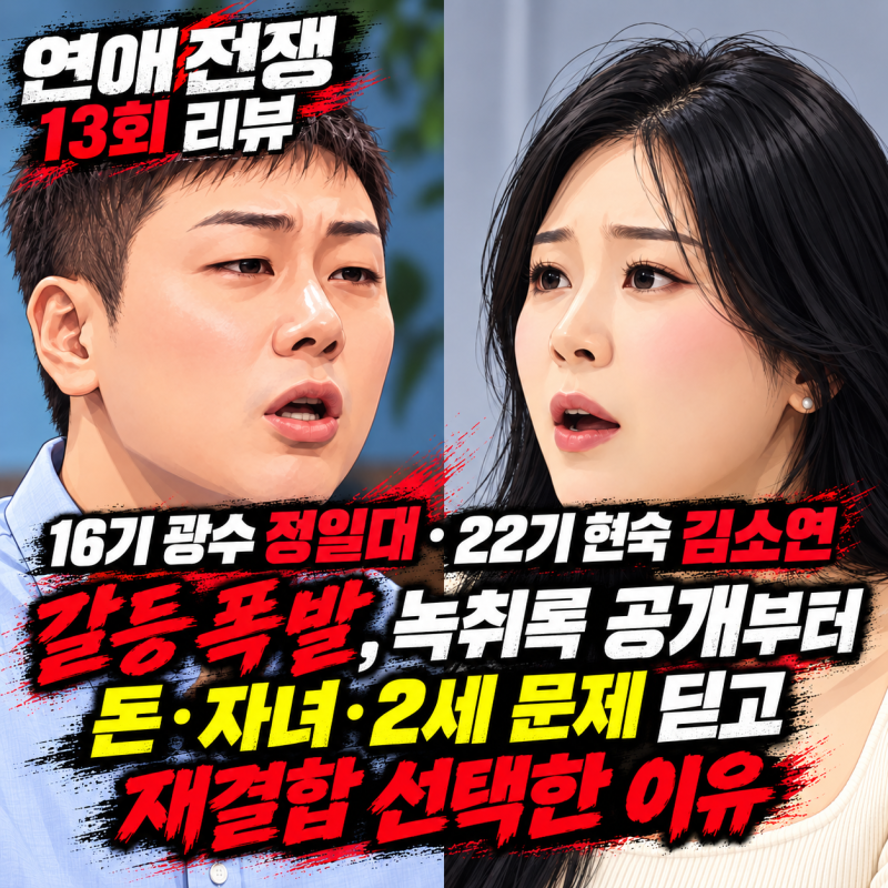 연애전쟁 13회 리뷰｜16기 광수 정일대·22기 현숙 김소연 갈등 폭발, 녹취록 공개부터 돈·자....
