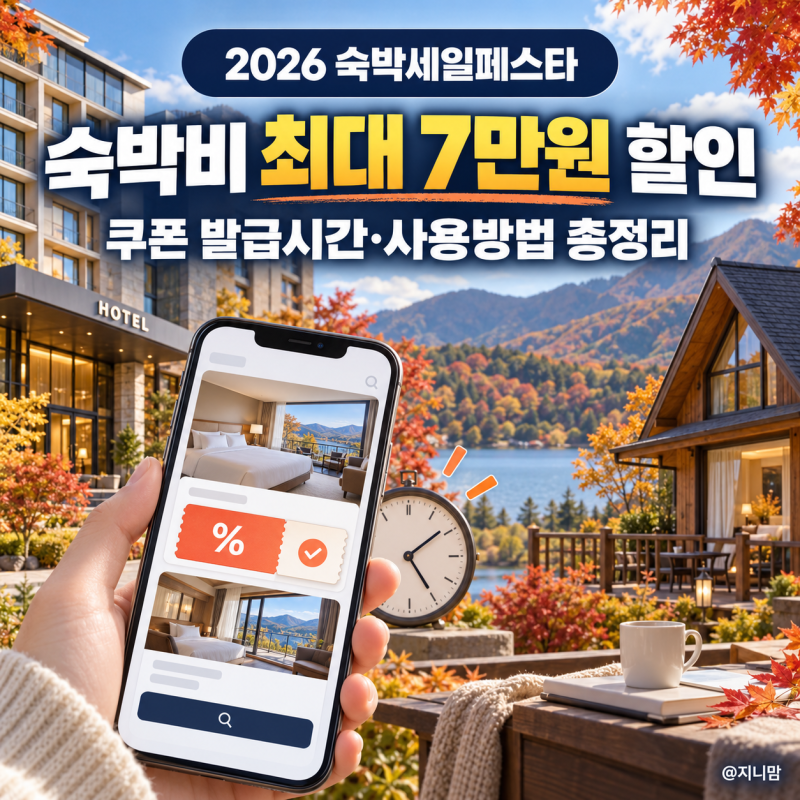 오늘부터 숙박비 최대 7만원 할인! 2026 숙박세일페스타 사용방법, 쿠폰 발급시간과 지역 총정....