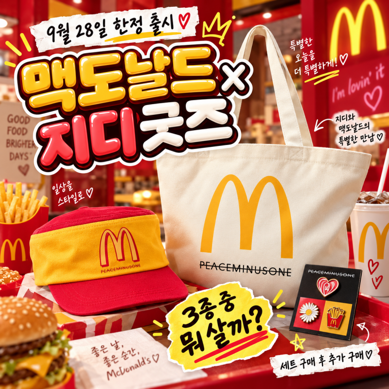 맥도날드 지디 굿즈 9월 28일 출시, 세트만 사면 받는 건 아닙니다