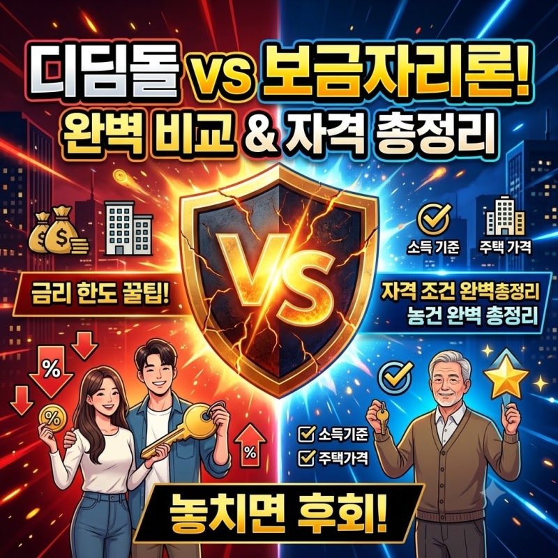 디딤돌 대출 vs 보금자리론 차이점 및 자격 조건 완벽 비교 (금리, 한도 꿀팁)